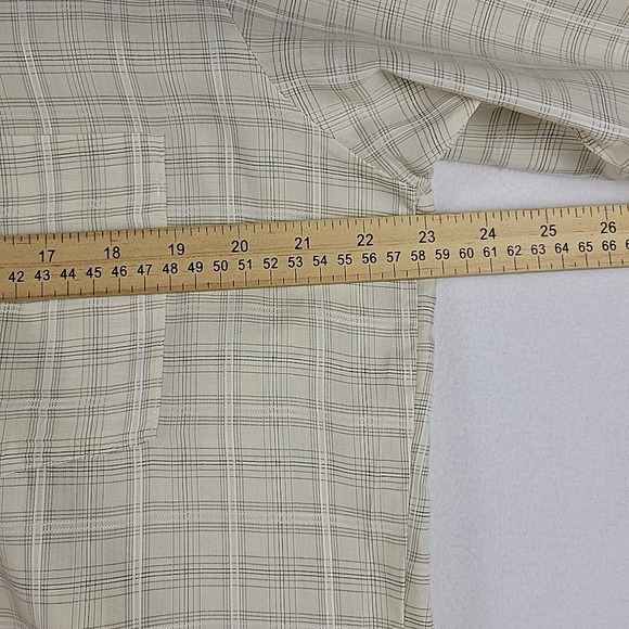 Vtg Arrow Kent Shirt‎ Mens 16 / 32 Poly / Cotton Beige Plaid Dagger Collar - Picture 6 of 8